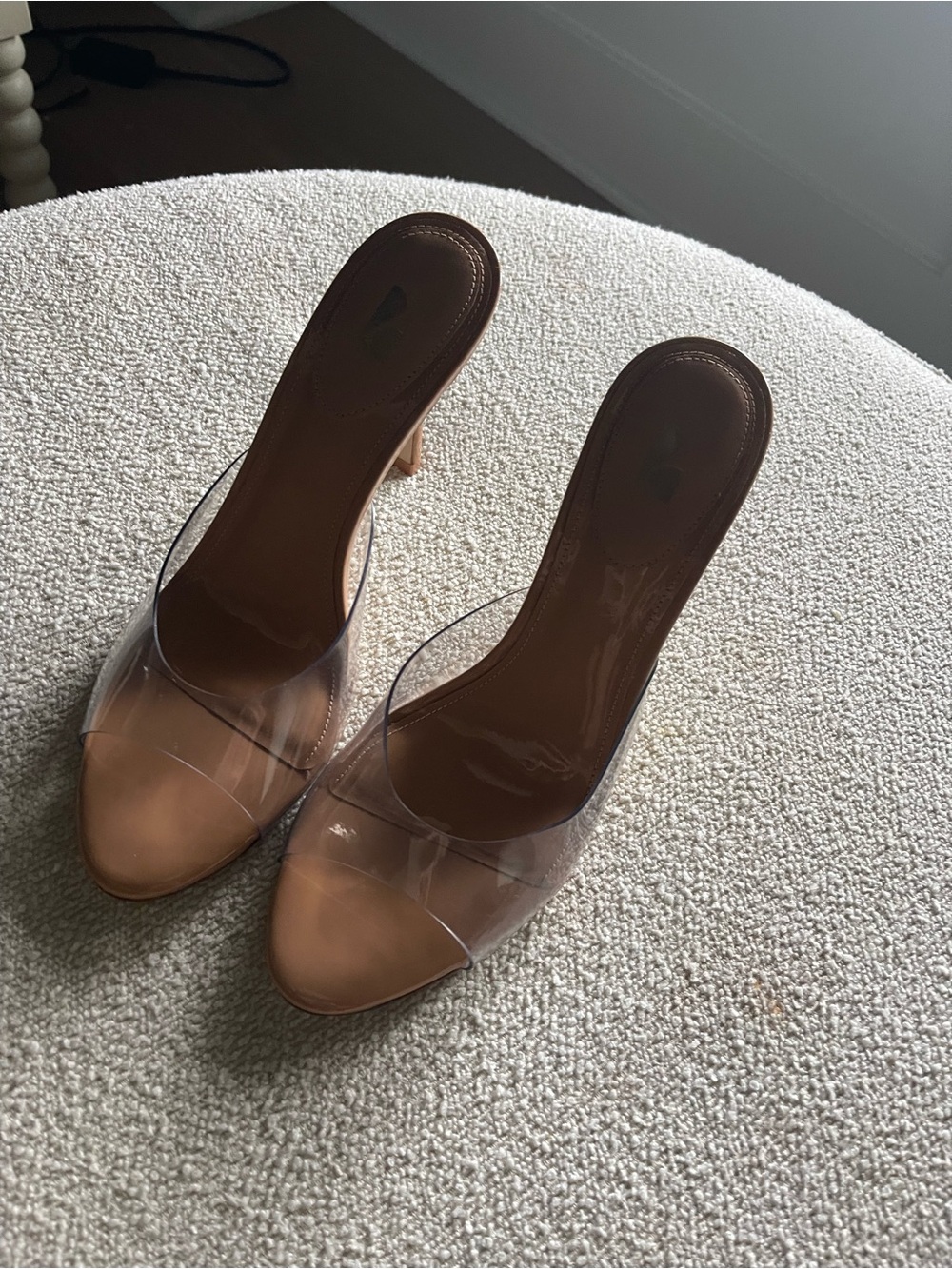 Larroude Jasmine Hi Mule In Tan Leather And Vinyl, Sz 8.5, new